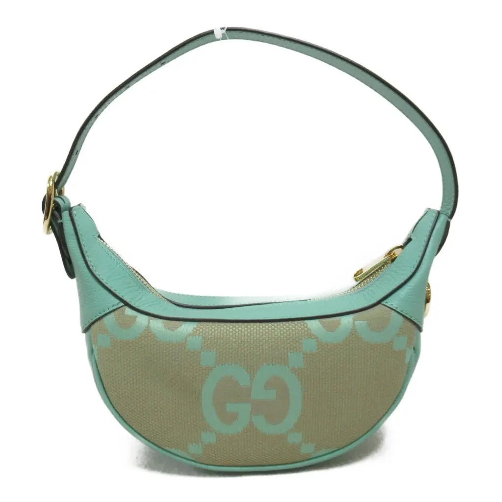 Gucci Green Leather Jumbo GG Canvas Mini Ophidia Bag Green Canvas Never worn - Front View