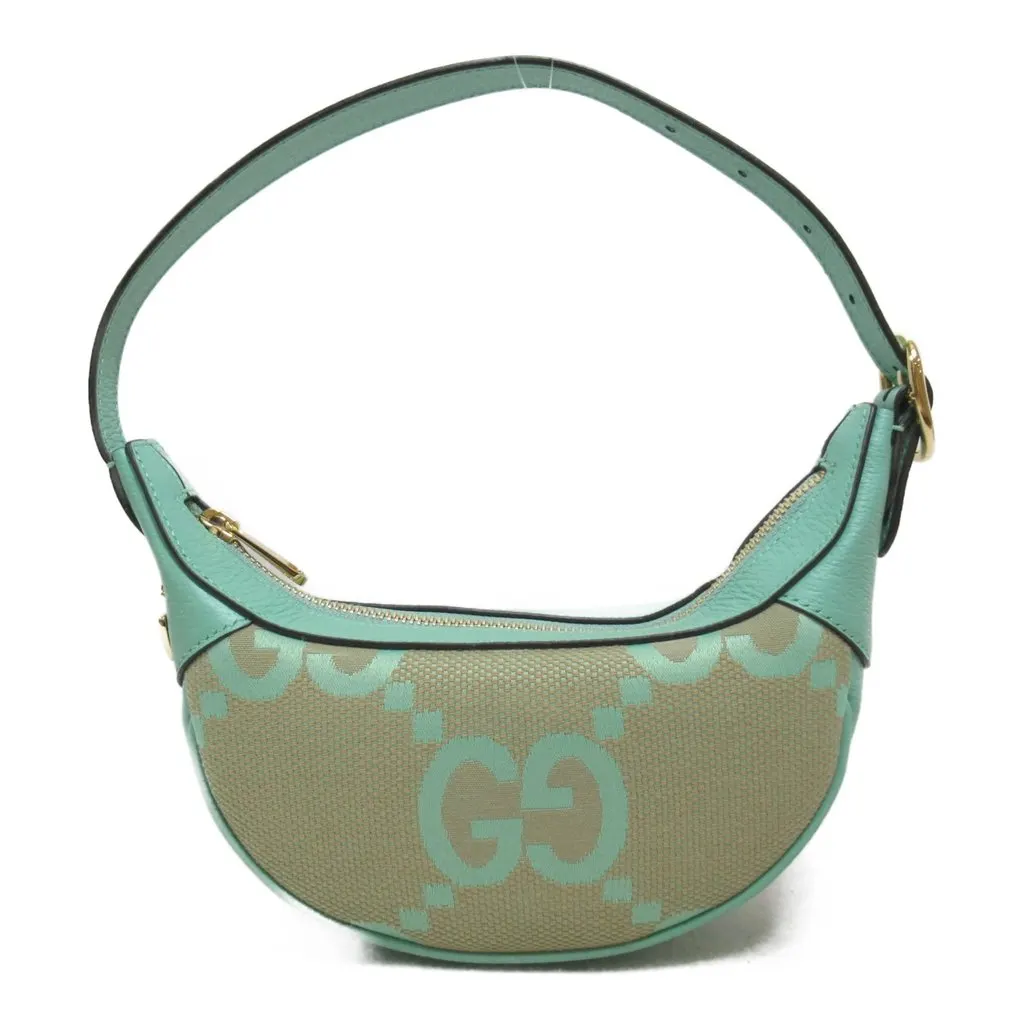 Gucci Green Leather Jumbo GG Canvas Mini Ophidia Bag Green Canvas Never worn - Back View
