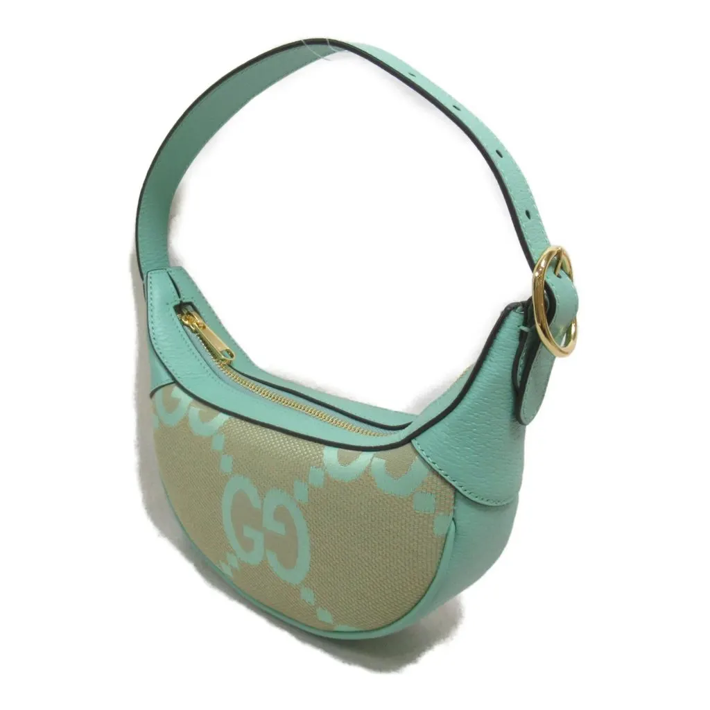 Gucci Green Leather Jumbo GG Canvas Mini Ophidia Bag Green Canvas Never worn - Inside View
