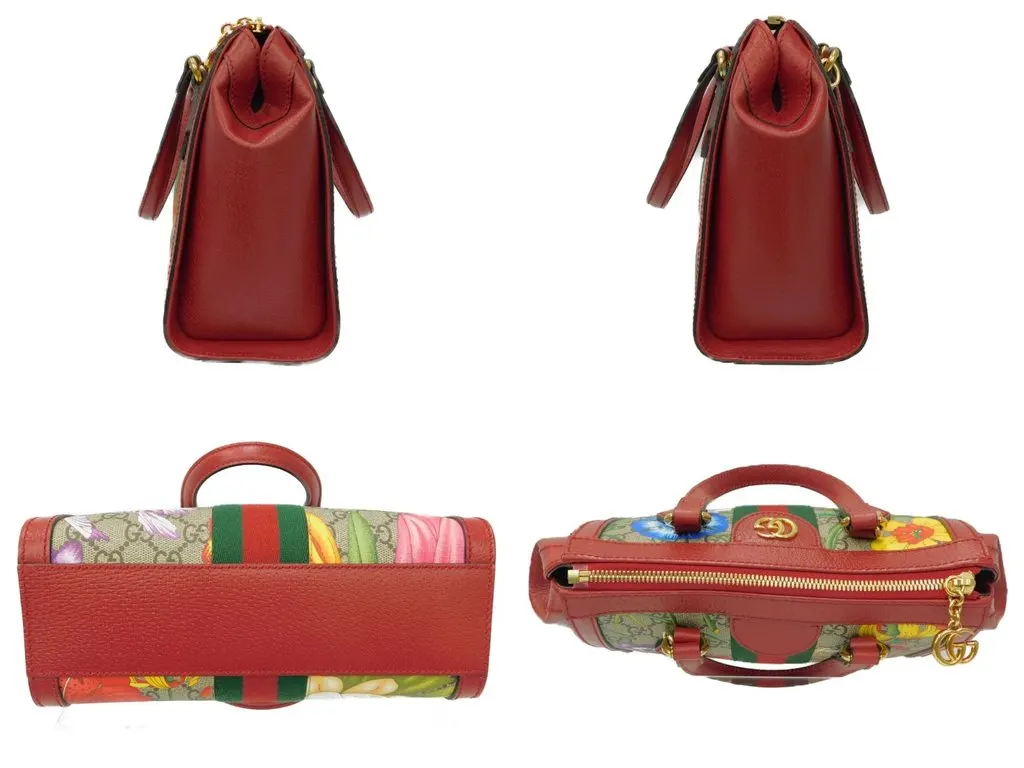 Gucci Multicolor GG Supreme Flora Canvas and Leather Small Ophidia Tote Bag MultiColor Canvas Very good - Inside View