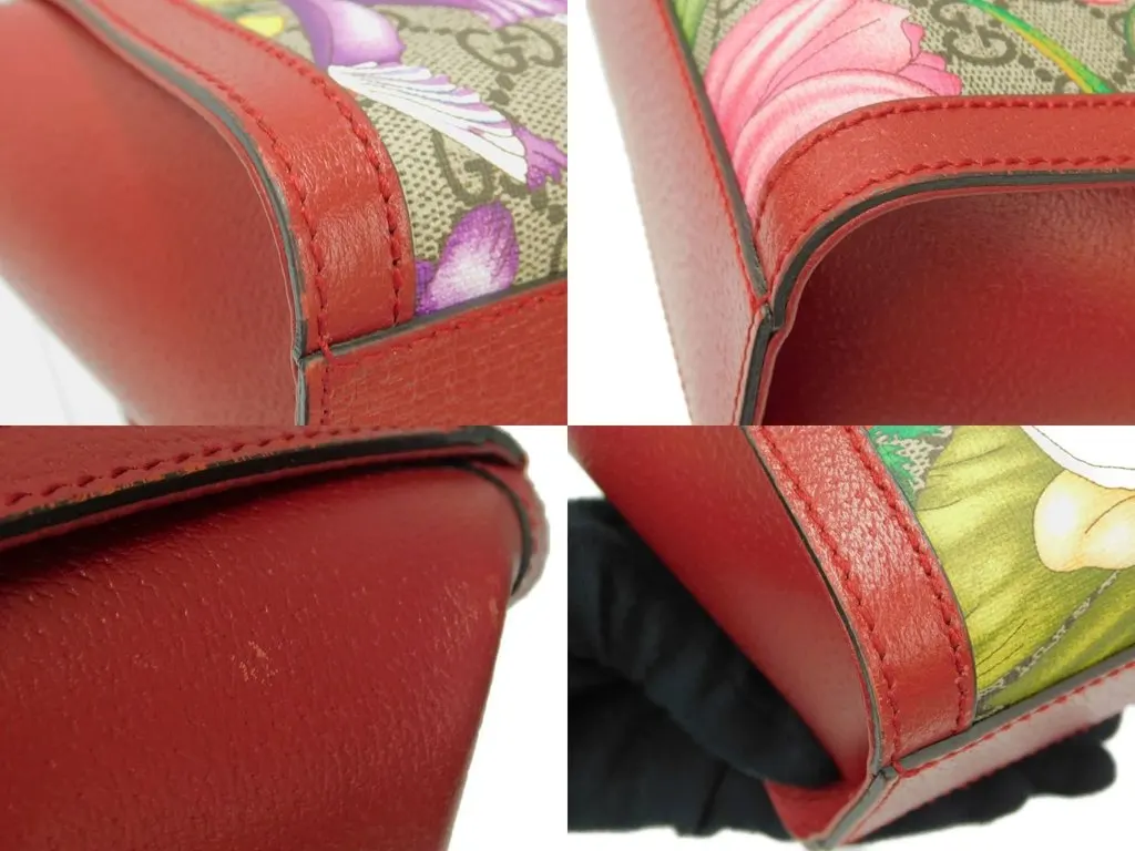 Gucci Multicolor GG Supreme Flora Canvas and Leather Small Ophidia Tote Bag MultiColor Canvas Very good - Model View