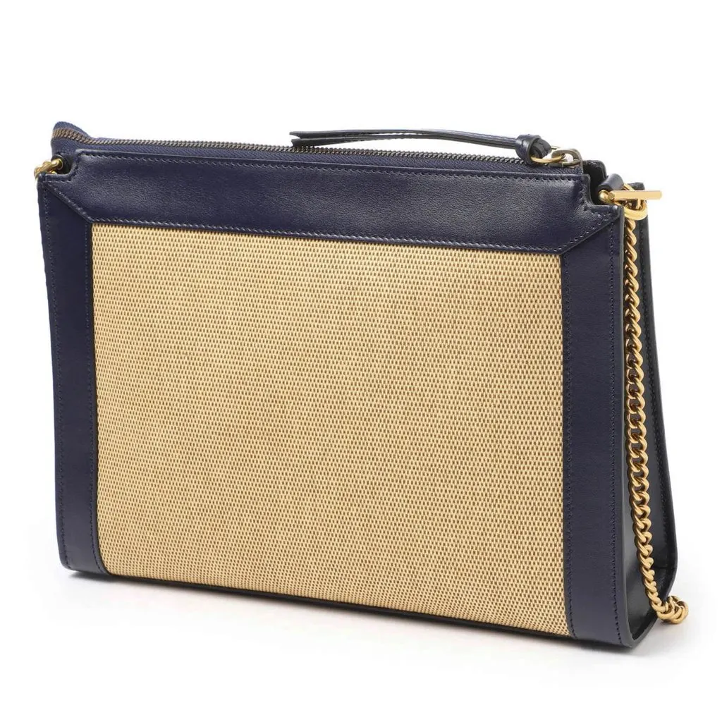 Gucci Navy Blue/Beige Small Dahlia Chain Shoulder Bag Beige Very good - Inside View