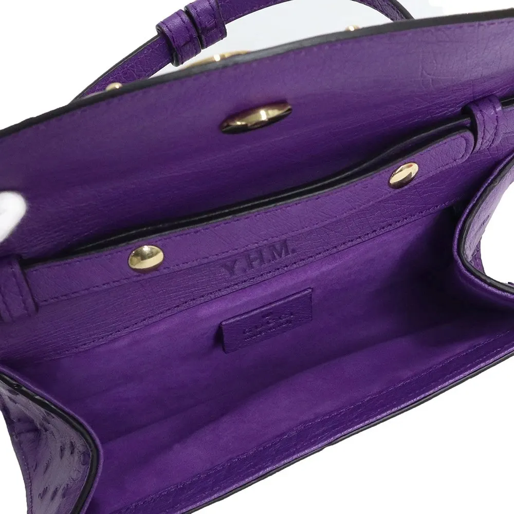 Gucci Purple Ostrich Leather Zumi Clutch Bag Purple Leather Never worn - Back View