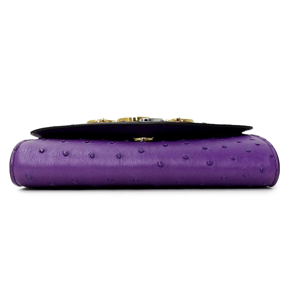 Gucci Purple Ostrich Leather Zumi Clutch Bag Purple Leather Never worn - Box View