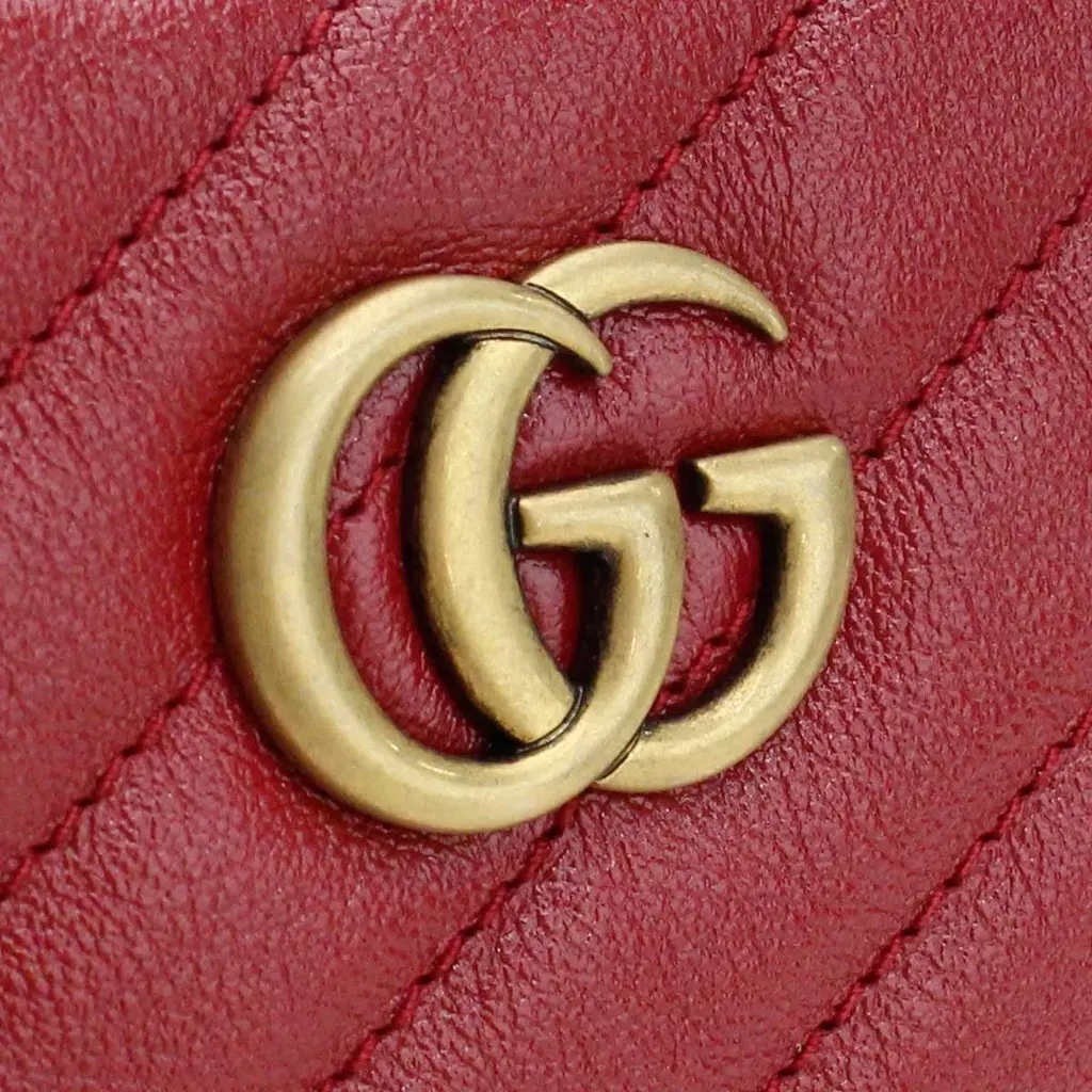 Gucci Red GG Marmont 2.0 Diagonal Shoulder Bag Red Leather Very good - Back View