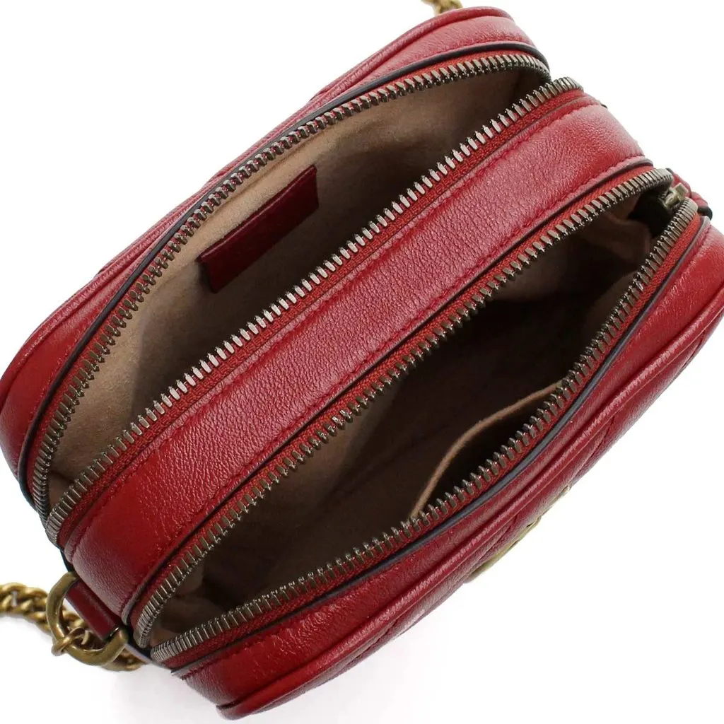 Gucci Red GG Marmont 2.0 Diagonal Shoulder Bag Red Leather Very good - Inside View