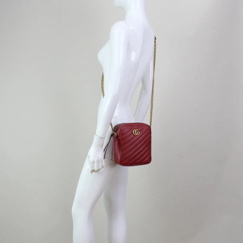 Gucci Red GG Marmont 2.0 Diagonal Shoulder Bag Red Leather Very good - Box View