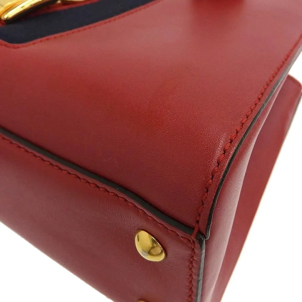 Gucci Red Leather Medium Sylvie Tote Bag Red Leather Very good - Box View