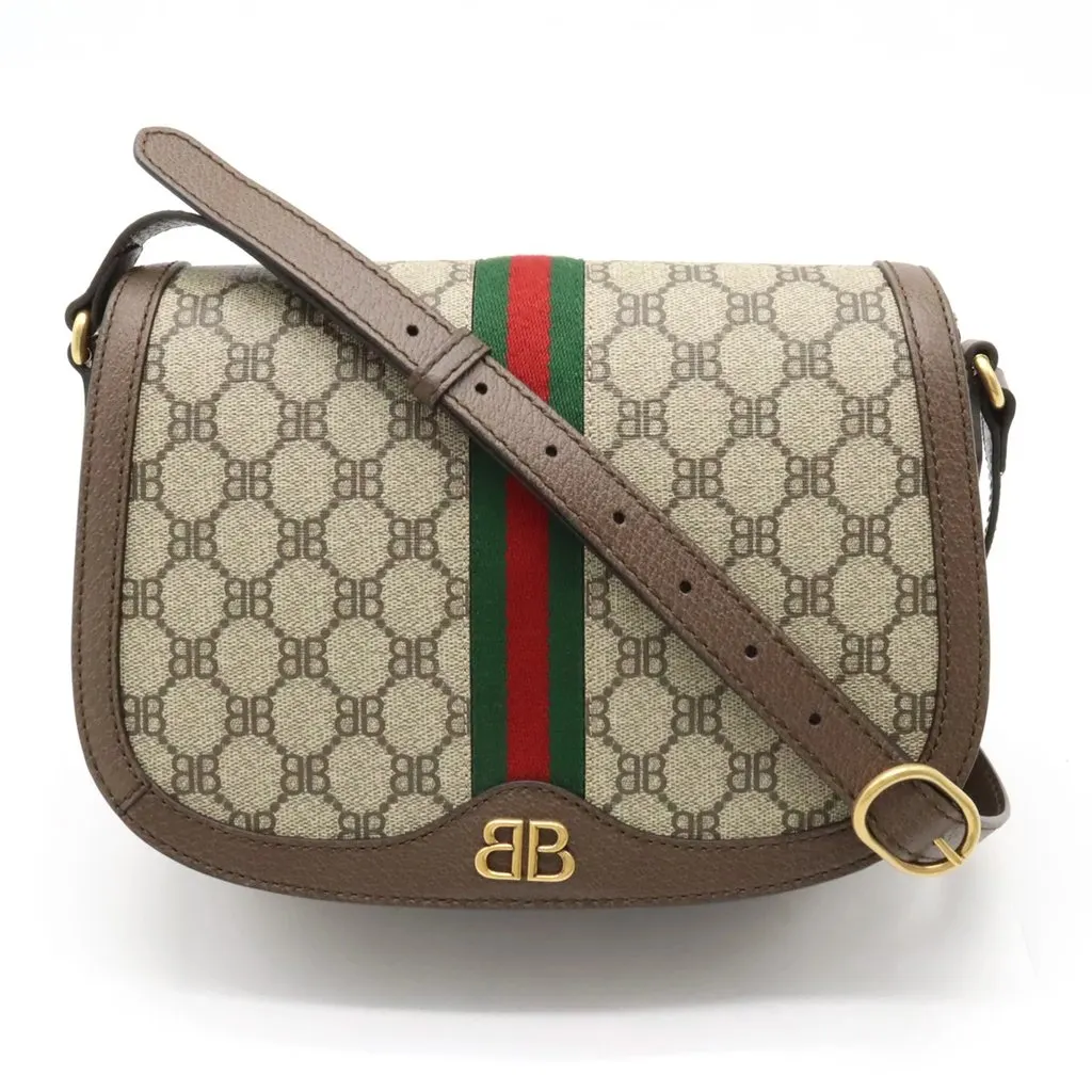 Gucci Balenciaga Beige/Brown Canvas and Leather The Hacker Project BB Supreme Ophidia Messenger Bag Beige Canvas Very good - Front View