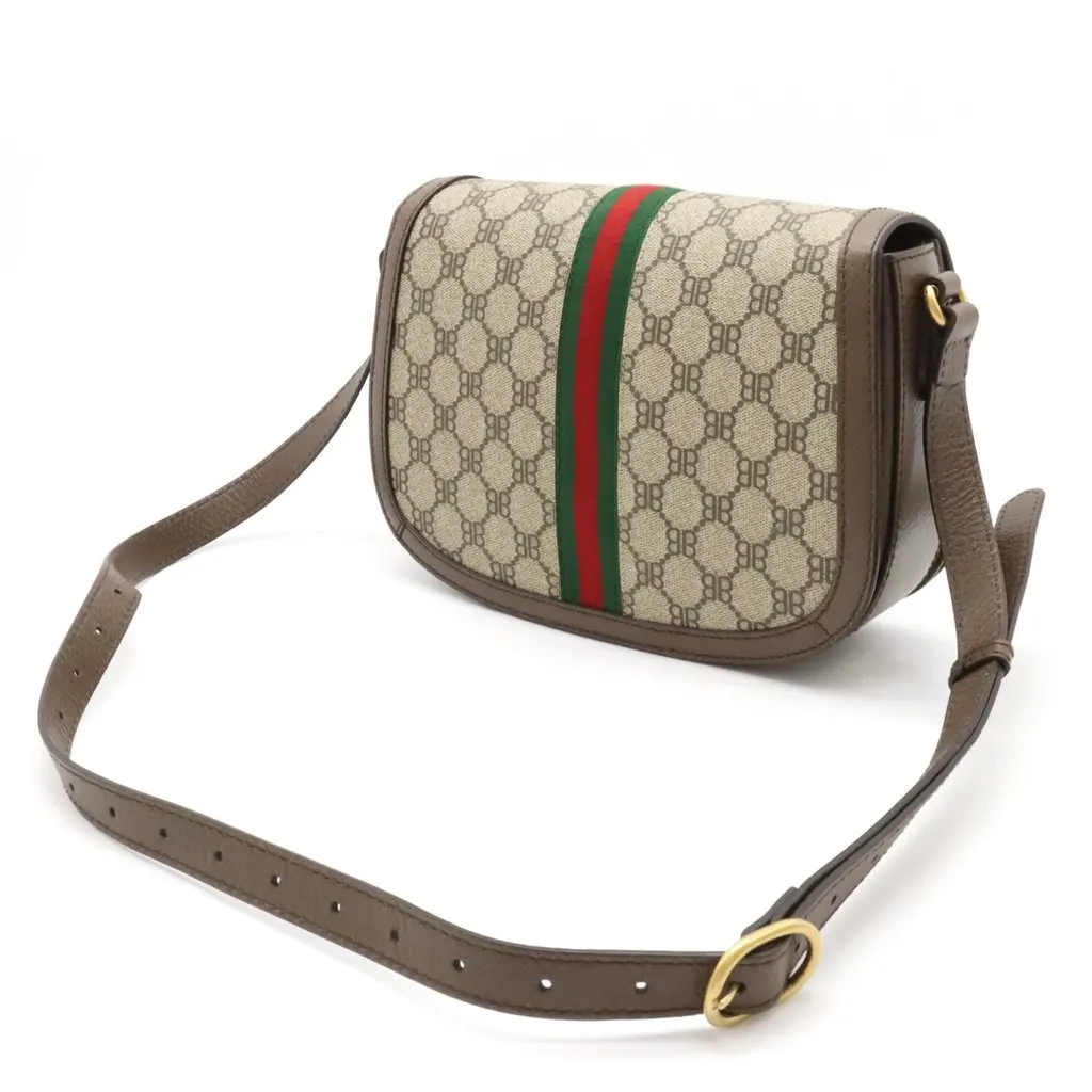 Gucci Balenciaga Beige/Brown Canvas and Leather The Hacker Project BB Supreme Ophidia Messenger Bag Beige Canvas Very good - Back View