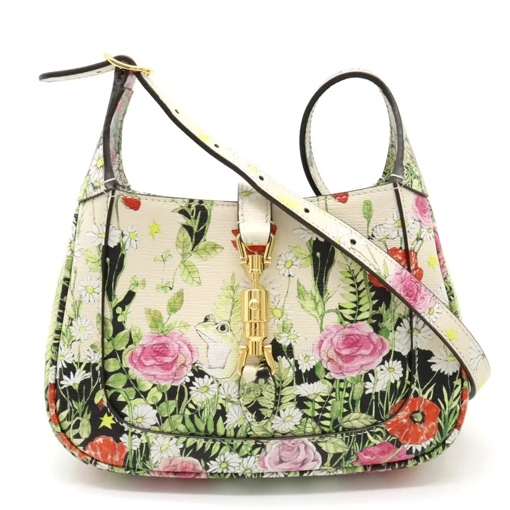 Gucci Yuko Higuchi Jackie 1961 Mini Floral Pattern Leather Hobo Bag MultiColor Leather Very good - Front View