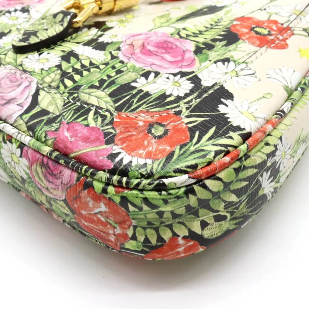 Gucci Yuko Higuchi Jackie 1961 Mini Floral Pattern Leather Hobo Bag MultiColor Leather Very good - Inside View