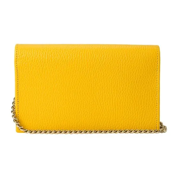 Gucci Yellow Calfskin Leather Dollar Interlocking G Chain Shoulder Bag Yellow Leather Never worn - Back View