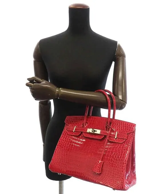 Hermès 2004 Porosus Crocodile Leather Birkin Handbag size 30 in Blaze with Palladium Hardware MultiColor Leather Very good - Inside View