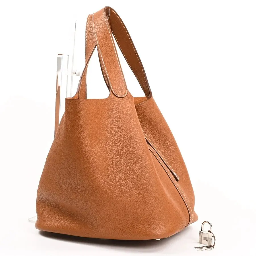 Hermès 2009 (Stamp M) Picotin Rock GM Gold Color Handbag with Palladium Hardware Gold Leather Very good - Back View