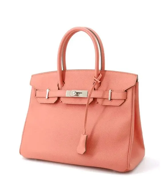 Hermès 2013 Birkin (Stamp Q) Size 30 Epsom Leather handbag in Flamingo Color with Silver Hardware Silver Leather Very good - Front View