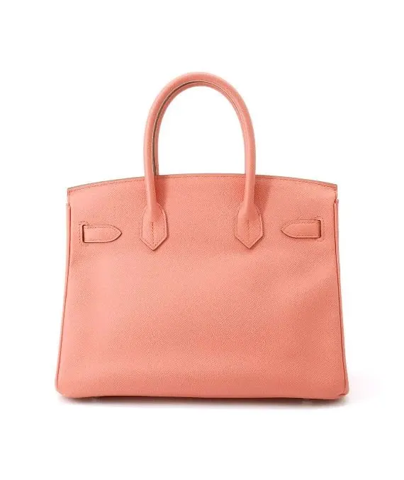 Hermès 2013 Birkin (Stamp Q) Size 30 Epsom Leather handbag in Flamingo Color with Silver Hardware Silver Leather Very good - Inside View