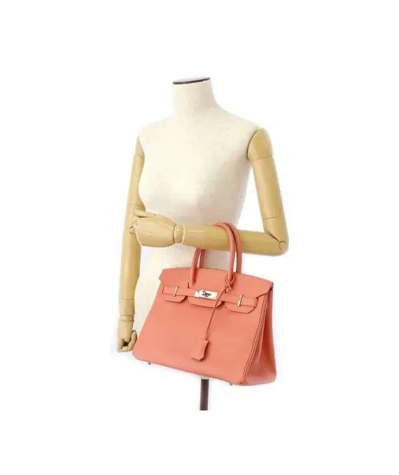 Hermès 2013 Birkin (Stamp Q) Size 30 Epsom Leather handbag in Flamingo Color with Silver Hardware Silver Leather Very good - Box View