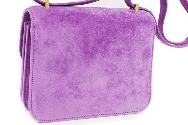 Hermès 2021 (Stamp Z) Size 18 Grizzly Suede Constance 3 Mini Doblis Violet in Color with Gold Hardware Gold Suede Very good - Inside View