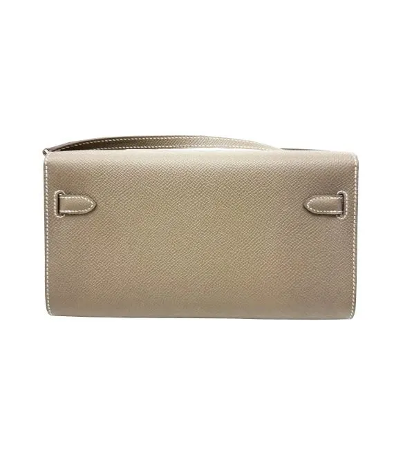 Hermès 2022 (Stamp U) Epsom Leather Kelly To Go in Etoupe Color with Palladium Hardware Beige Leather Very good - Back View