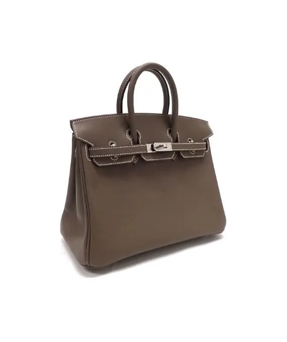 Hermès 2023 Birkin (Stamp B) Size 25 Veau Swift Leather handbag in Etoupe Color with Silver Hardware Beige Leather Very good - Back View