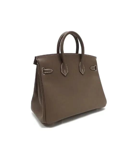 Hermès 2023 Birkin (Stamp B) Size 25 Veau Swift Leather handbag in Etoupe Color with Silver Hardware Beige Leather Very good - Inside View
