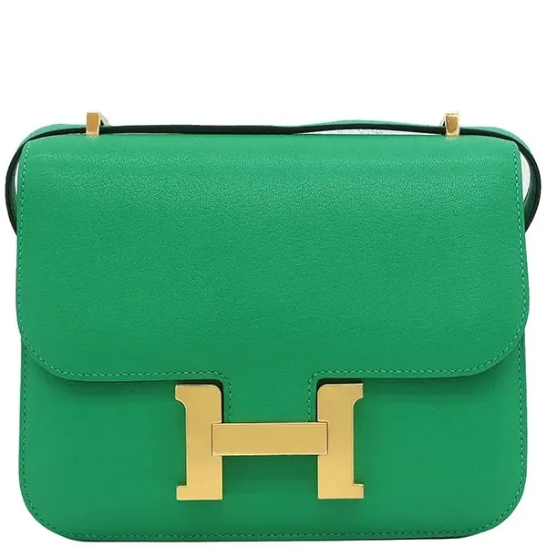 Hermès 2023 (Stamp B) Size 18 Evercolor Leather Constance 3 Mini Mint Green in Color with Gold Hardware Green Leather Very good - Front View