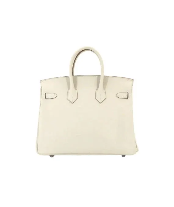 Hermès Birkin (Stamp D) Size 25 Swift Leather handbag in Beton Color with Silver Hardware Silver Leather Very good - Back View