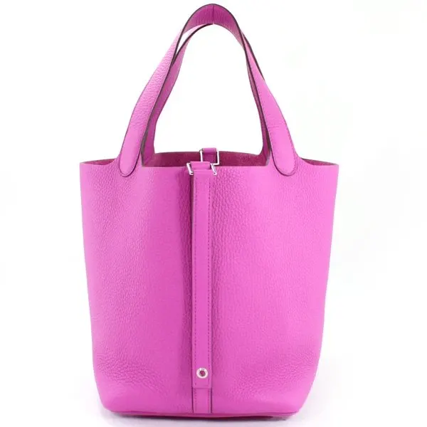 Hermès Picotin Lock MM 22 Magnolia Silver Hardware C Stamp Taurillon Clemence Silver Leather Very good - Back View
