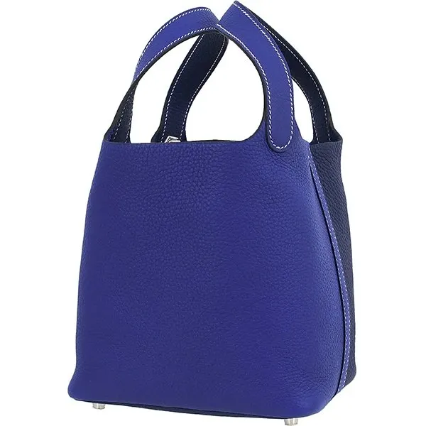 Hermès Picotin Lock PM / 18 Cazac Clemence Blue Electric Blue Ankle Silver Hardware Silver Leather Very good - Inside View
