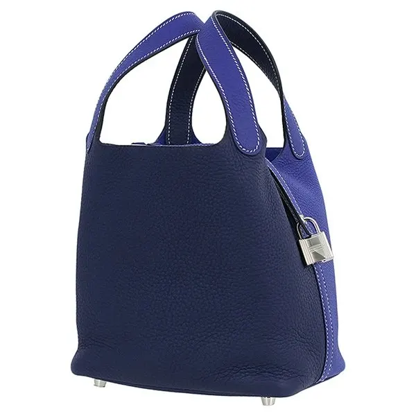 Hermès Picotin Lock PM / 18 Cazac Clemence Blue Electric Blue Ankle Silver Hardware Silver Leather Very good - Model View