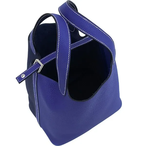 Hermès Picotin Lock PM / 18 Cazac Clemence Blue Electric Blue Ankle Silver Hardware Silver Leather Very good - Box View