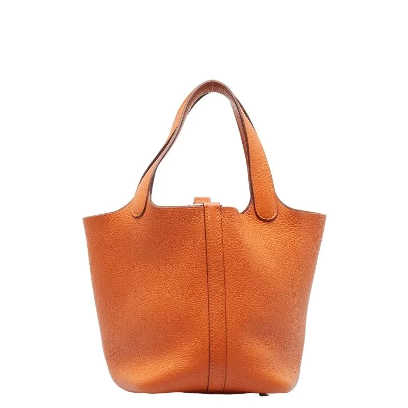 Hermès Picotin Lock PM Orange Color Taurillon Clemence Handbag with Palladium Hardware Orange Leather Very good - Inside View