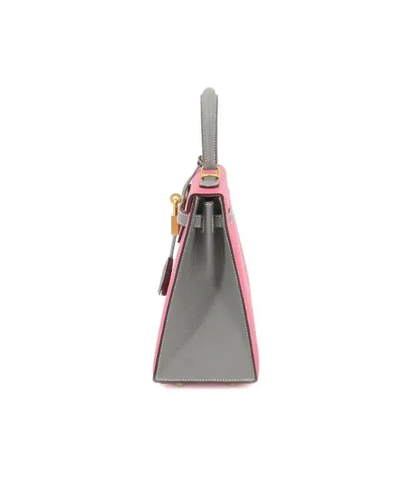Hermès (Stamp C) Size 25 Epsom Leather Kelly in Rose Azareth Color with Gold Hardware Gold Leather Very good - Inside View