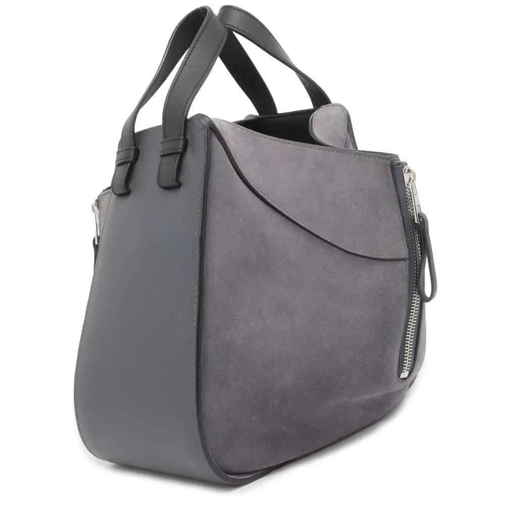 Loewe Grey Leather and Suede Small Hammock Tote Bag Grey Suede Good - Back View