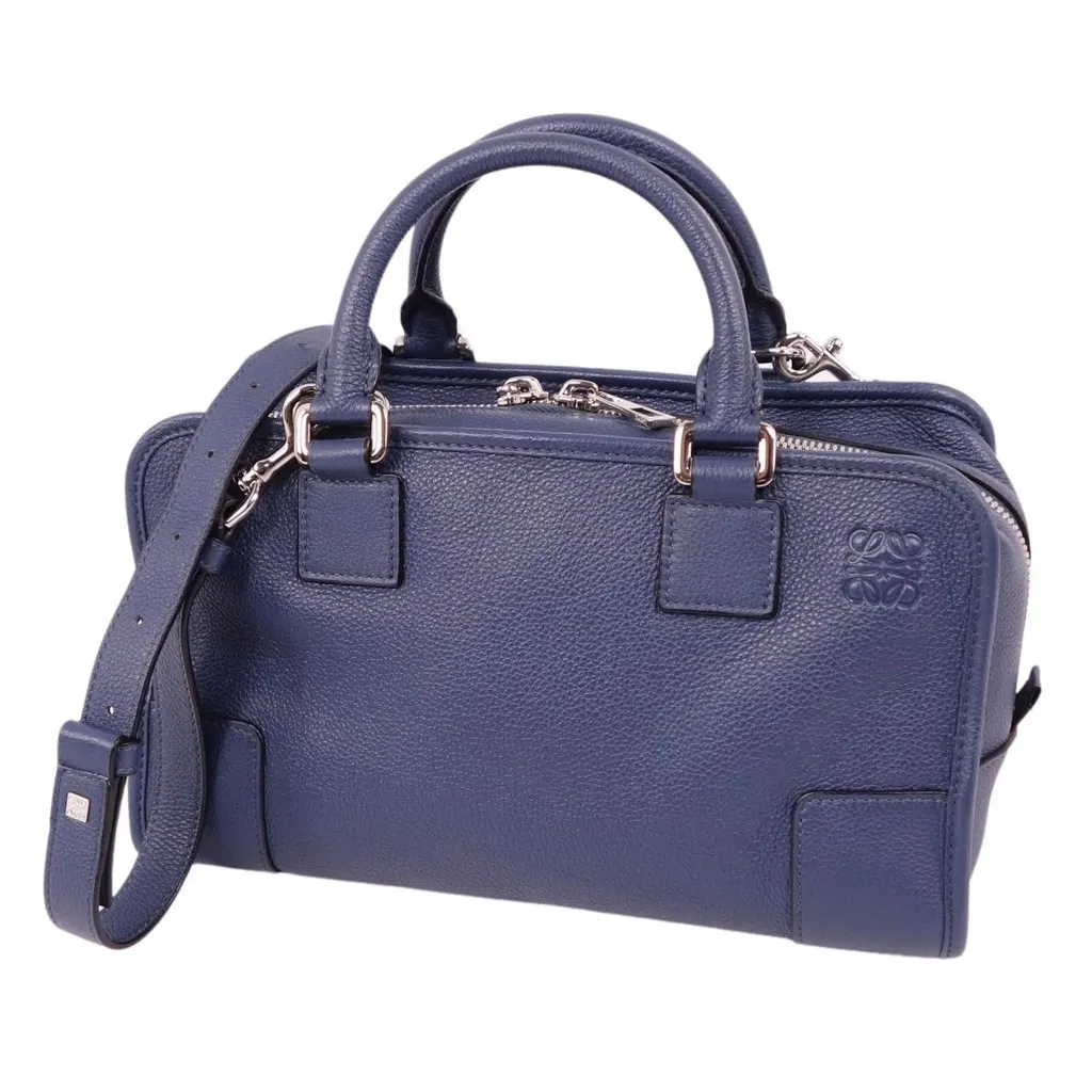 Loewe Navy Blue Anagram Leather Amazona 28 Bag Blue Leather Very good - Front View