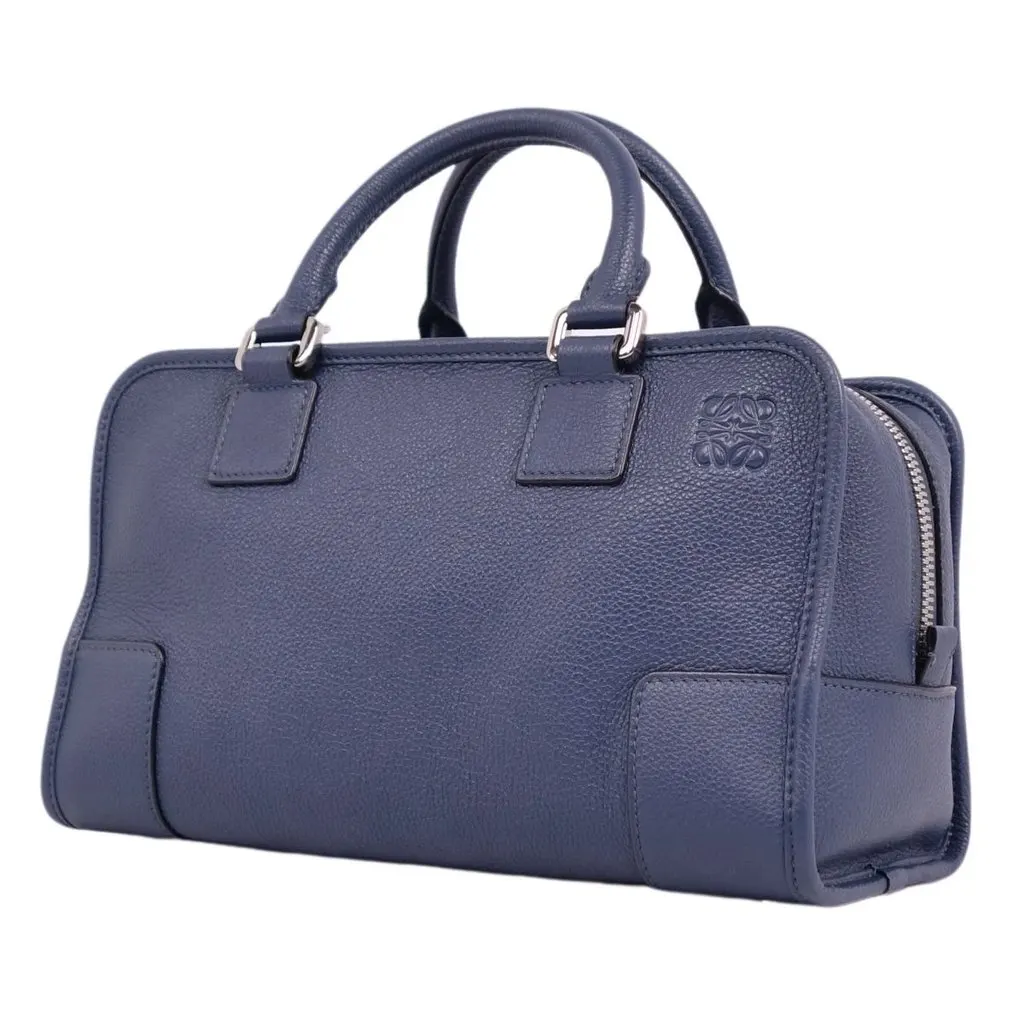 Loewe Navy Blue Anagram Leather Amazona 28 Bag Blue Leather Very good - Back View