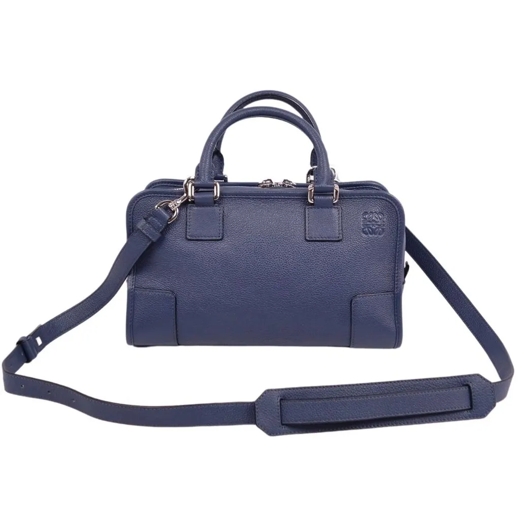 Loewe Navy Blue Anagram Leather Amazona 28 Bag Blue Leather Very good - Model View