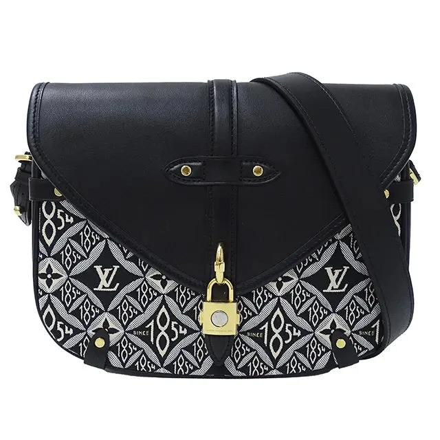 Louis Vuitton Black Leather & Canvas Neo Saumur MM Shoulder Bag Black Leather Very good - Front View