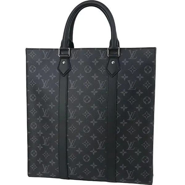 Louis Vuitton Black Monogram Eclipse Canvas Sac Plat Tote Bag Black Canvas Very good - Back View
