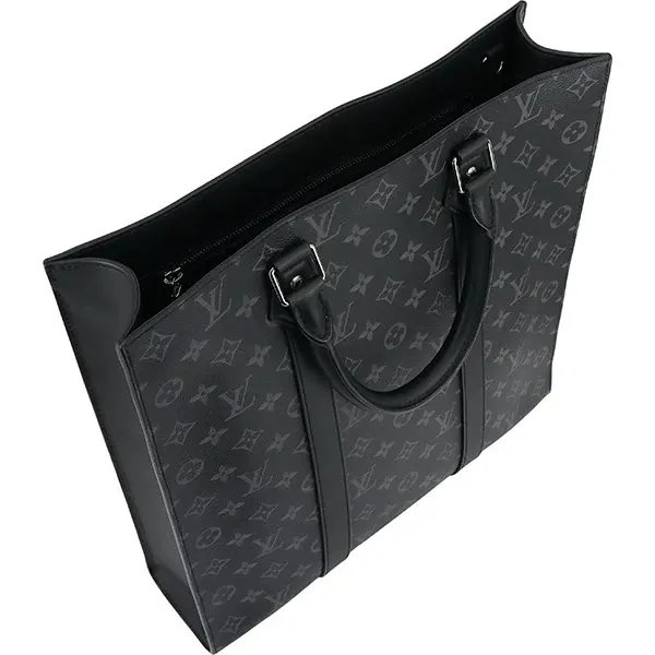 Louis Vuitton Black Monogram Eclipse Canvas Sac Plat Tote Bag Black Canvas Very good - Model View
