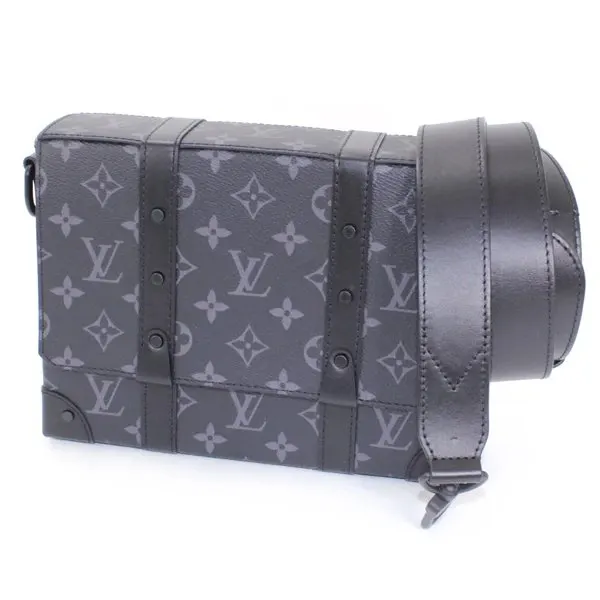 Louis Vuitton Black Monogram Eclipse Trunk Messenger PM Shoulder Bag Black Canvas Never worn - Front View