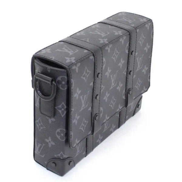 Louis Vuitton Black Monogram Eclipse Trunk Messenger PM Shoulder Bag Black Canvas Never worn - Back View