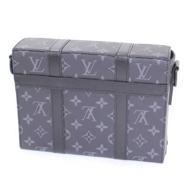 Louis Vuitton Black Monogram Eclipse Trunk Messenger PM Shoulder Bag Black Canvas Never worn - Inside View