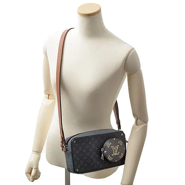 Louis Vuitton Black Monogram Eclipse Volga on Strap Shoulder Bag Black Leather Good - Model View