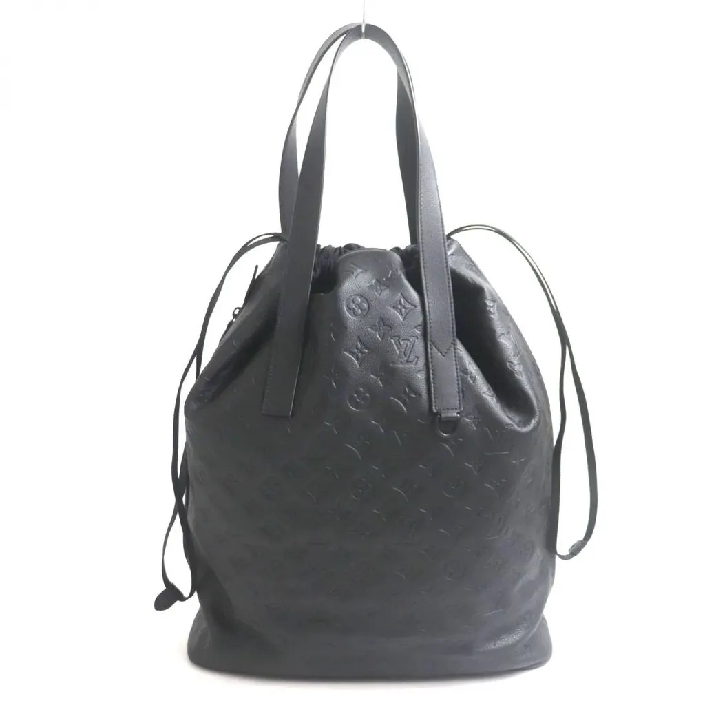 Louis Vuitton Black Monogram Helmet Drawstring Bag Black Leather Very good - Front View