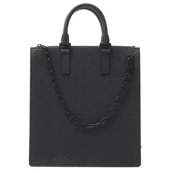 Louis Vuitton Black Monogram Taurillon Sac Plat Tote Bag Black Leather Very good - Back View