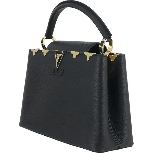 Louis Vuitton Black Tryon Leather Capucines MM Bag Black Leather Very good - Model View