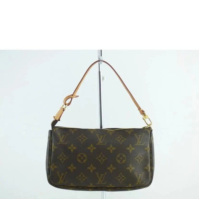 Louis Vuitton Brown Monogram Canvas Pochette Accessories Clutch Bag Brown Leather Very good - Back View