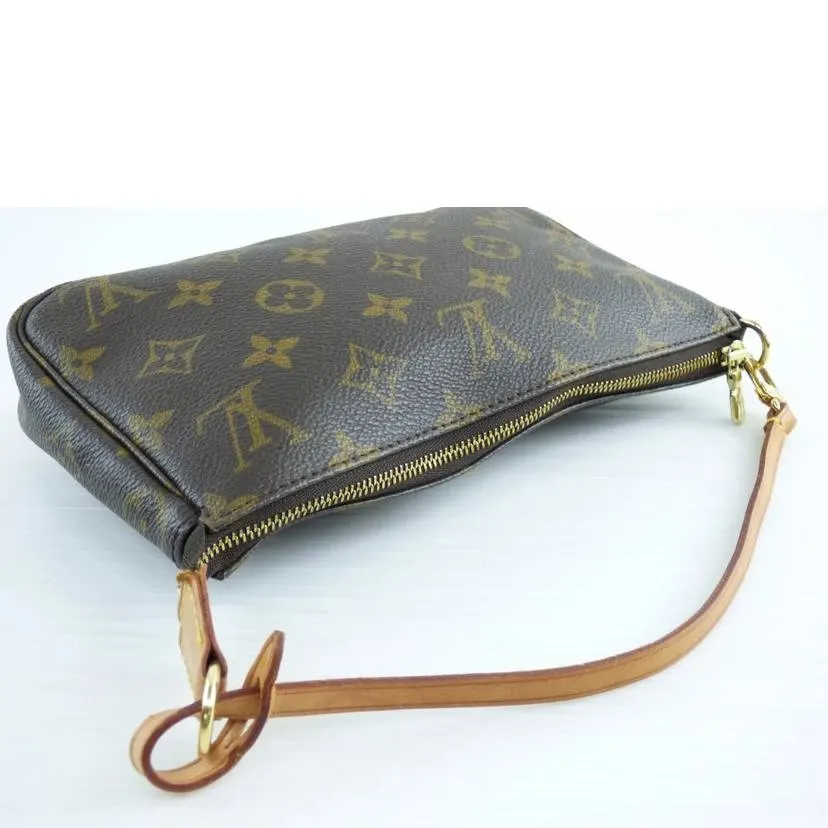 Louis Vuitton Brown Monogram Canvas Pochette Accessories Clutch Bag Brown Leather Very good - Model View